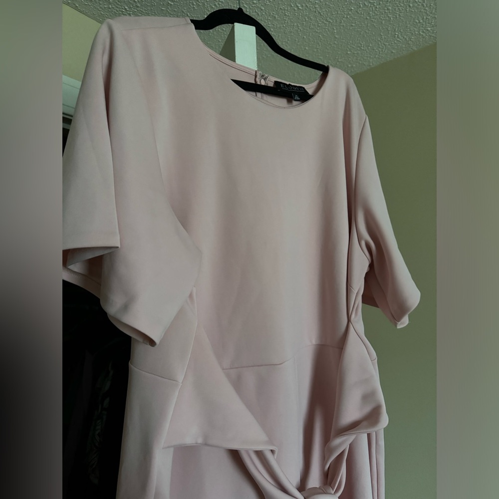 Front Tie Baby Pink Scuba Dress - Picture 4 of 5